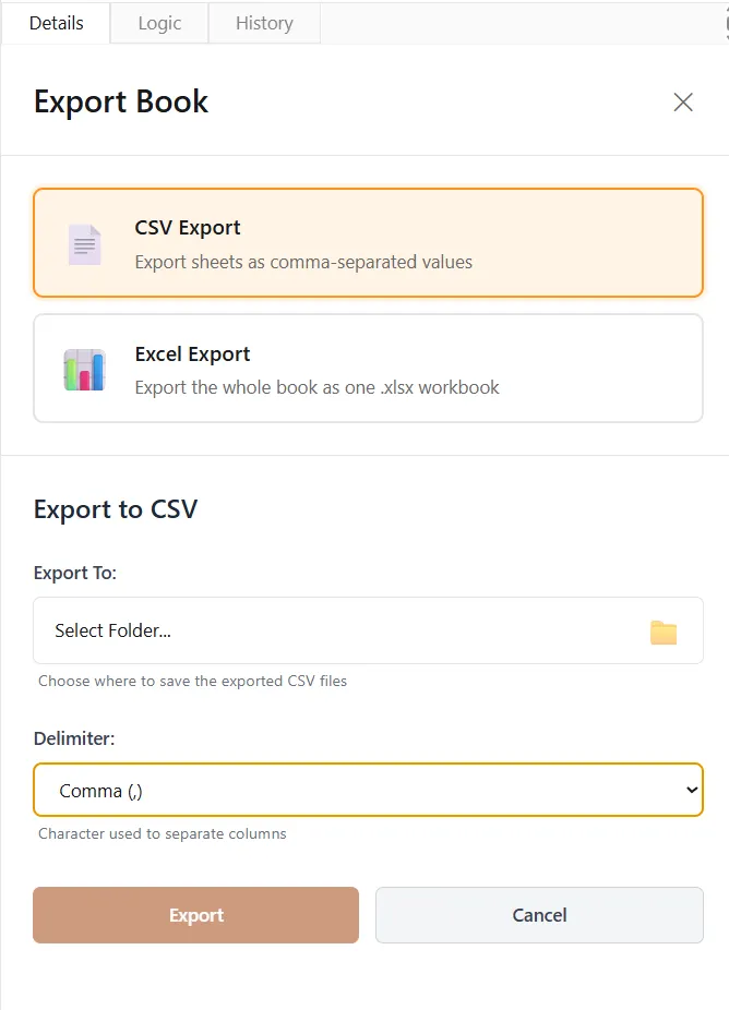 Export interface